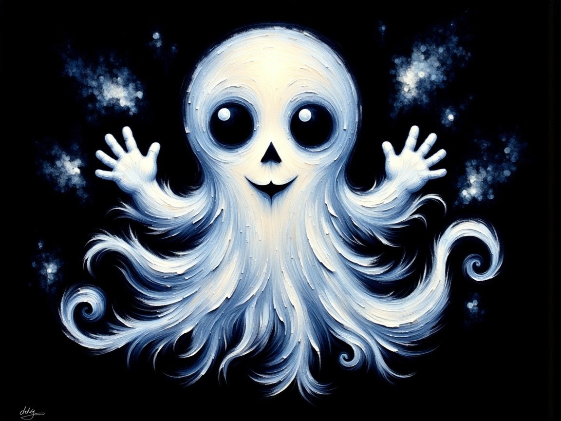 Whimsical Ghostly Octopus with Skull Face Design