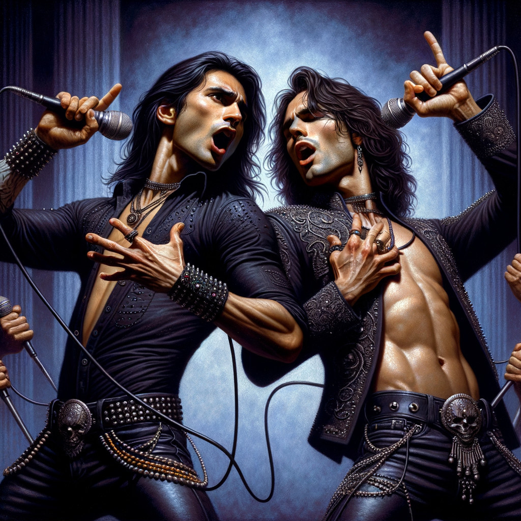 Charismatic Male Rock Singers Perform on Stage