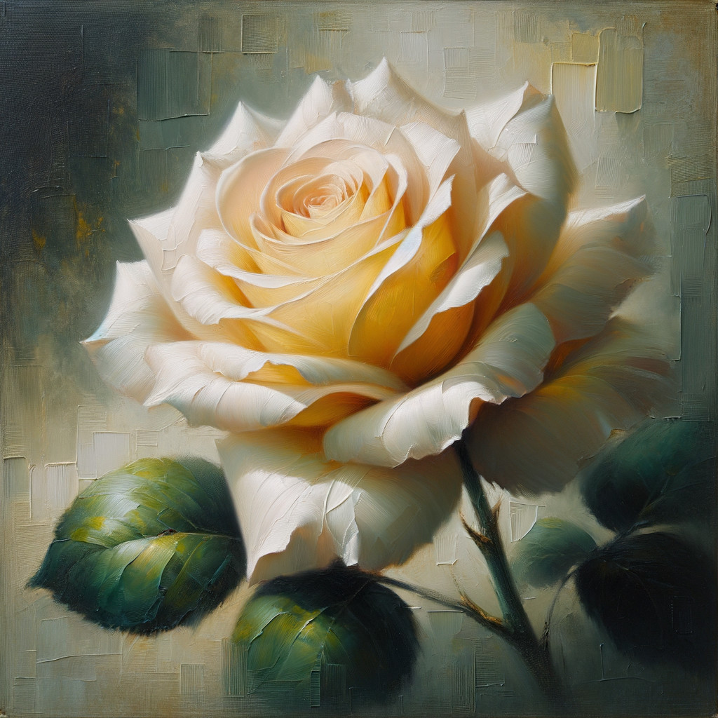 Detailed Rose with Creamy White and Yellow Petals