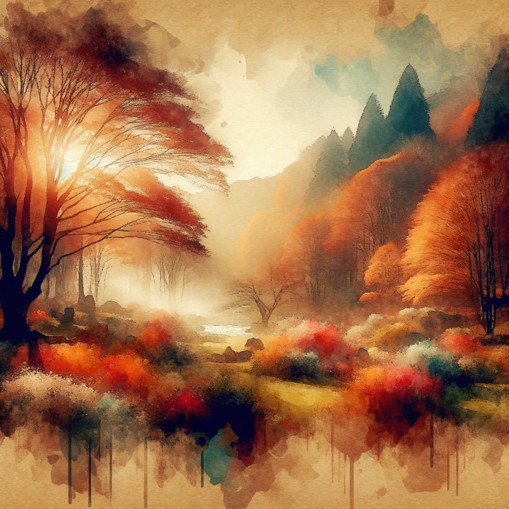 Tranquil Autumn Landscape with Vibrant Foliage and River