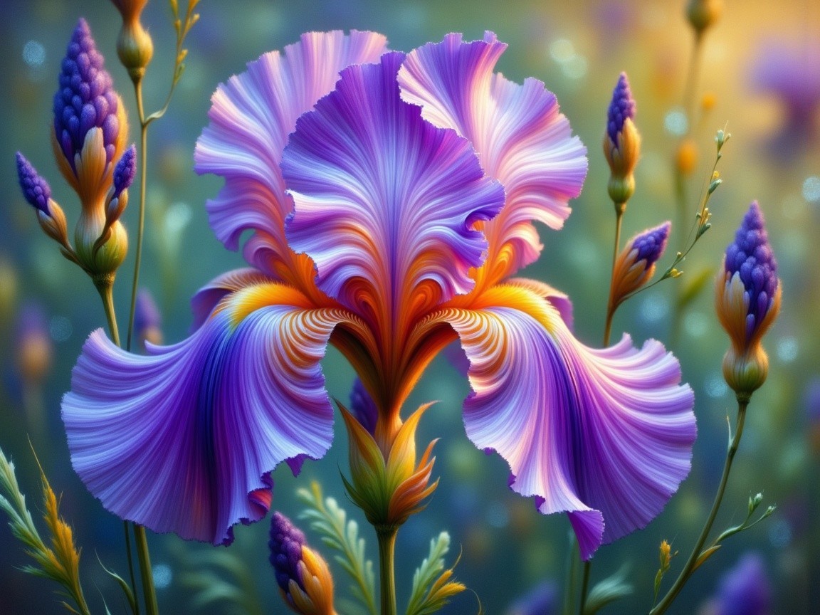 Surreal Flower Blooming with Vibrant Colors and Details