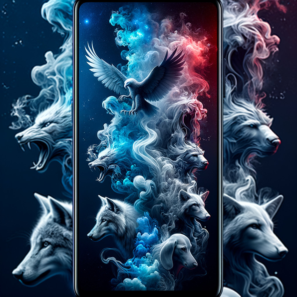 Mystical Animals with Eagle and Wolf Heads Design