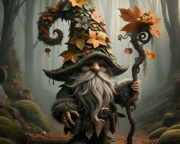 Whimsical Gnome in a Mystical Forest Setting