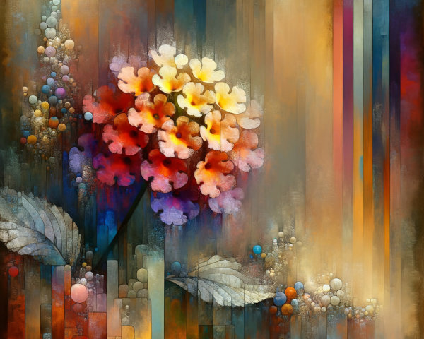 Vibrant Abstract Flower Composition in Bold Colors