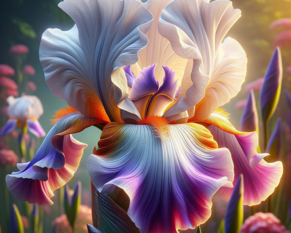 Close-Up of Vibrant Iris Flower with Dreamy Backdrop