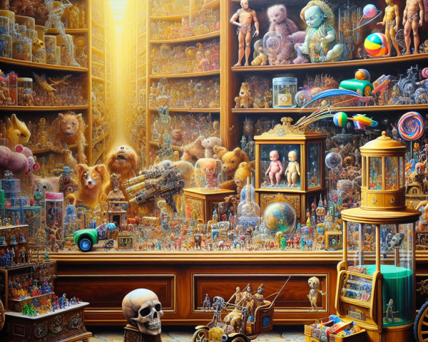 Eclectic Room Filled with Toys and Curiosities