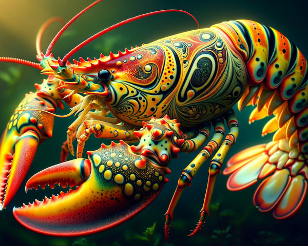 Vibrantly Colored Lobster with Intricate Patterns