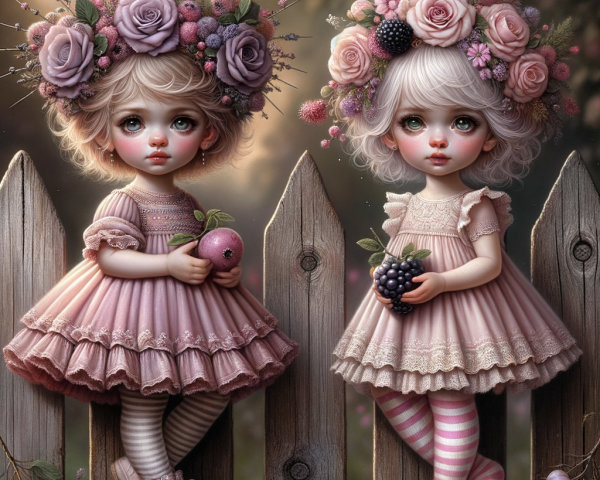 Whimsical Dolls with Floral Wreaths by Picket Fence