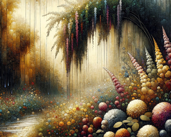 Vibrant Landscape with Colorful Flowers and Greenery