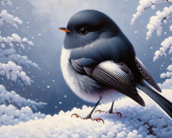 Vibrant Blue-Gray Bird on Snow-Covered Branch