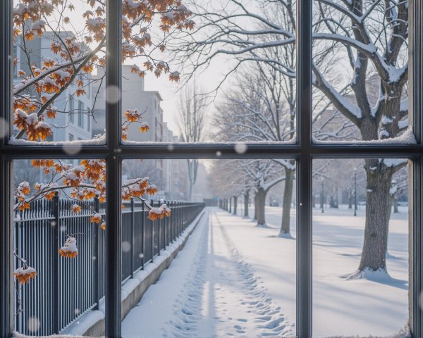 Serene Winter Landscape with Snow and Sunlight
