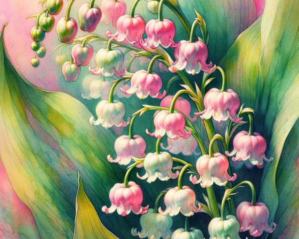 Blooming Lily of the Valley Flowers in Pastel Colors