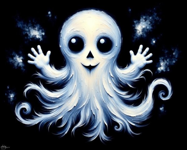 Whimsical Ghostly Octopus with Skull Face Design