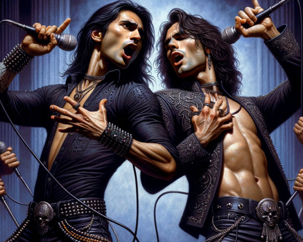 Charismatic Male Rock Singers Perform on Stage