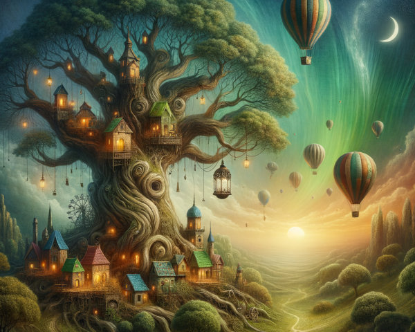 Fantasy Digital Painting of an Ancient Tree Scene