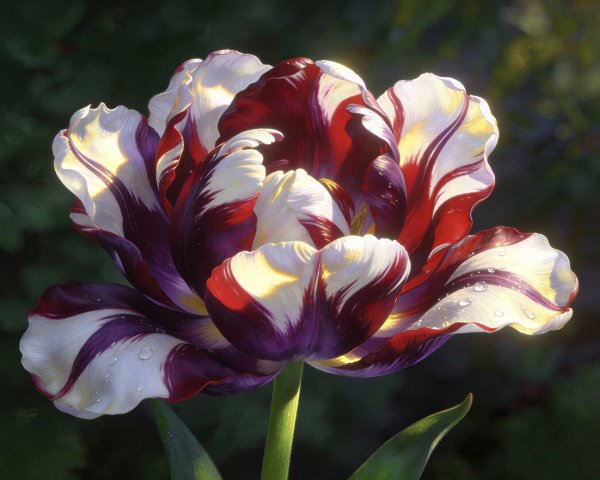 Photorealistic depiction of a vibrant parrot tulip
