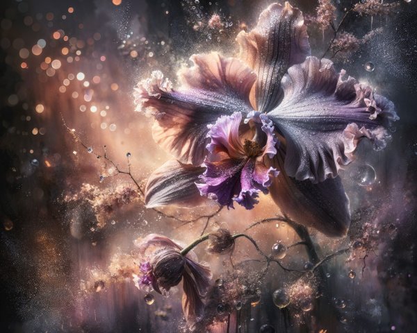 Close-up of a delicate lavender and cream orchid