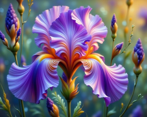 Surreal Flower Blooming with Vibrant Colors and Details