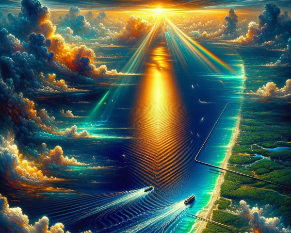 Vibrant Seascape Under Colorful Dramatic Sky