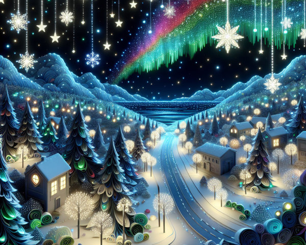 Enchanting Winter Landscape with Aurora Borealis