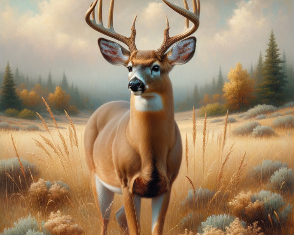 Majestic deer in serene autumn landscape setting