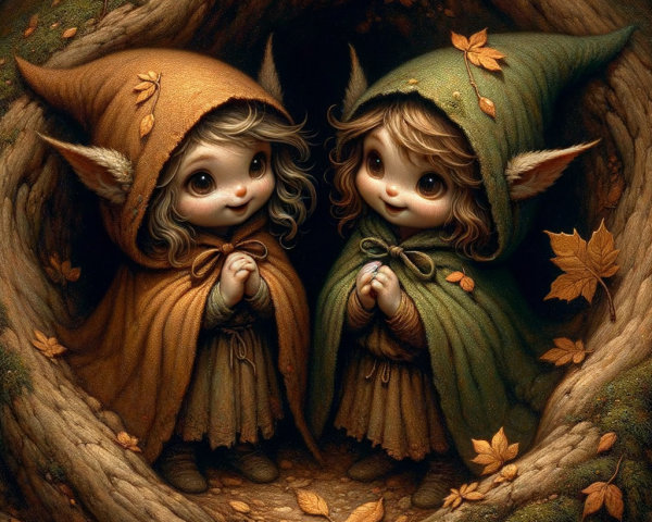 Whimsical Forest Scene with Fairy-Like Children