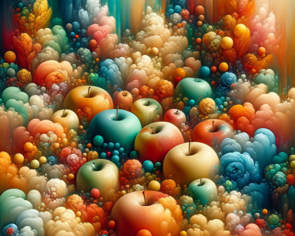 Abstract Colorful Composition with Stylized Apples