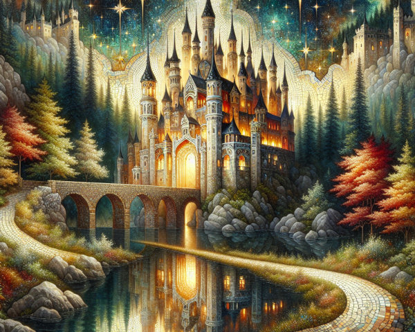 Majestic castle on rocky outcrop in autumn landscape