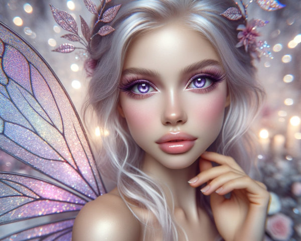 Fairy with Iridescent Wings in a Magical Setting