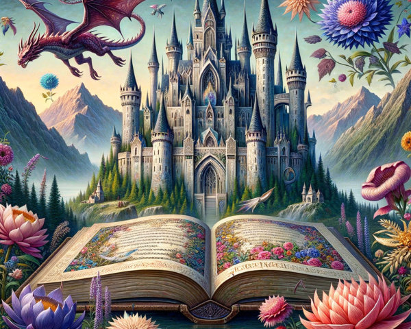 Majestic Castle in Vibrant Fantasy Landscape