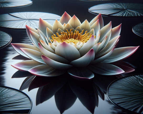 Lotus Flower Blooming Above Tranquil Water Surface