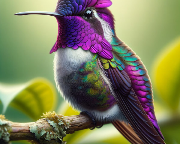 Vividly Colored Hummingbird Perched on a Branch