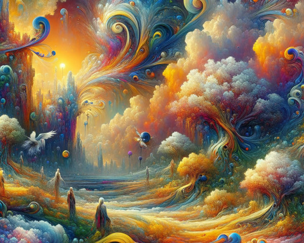 Fantastical Landscape with Vibrant Surreal Aesthetics