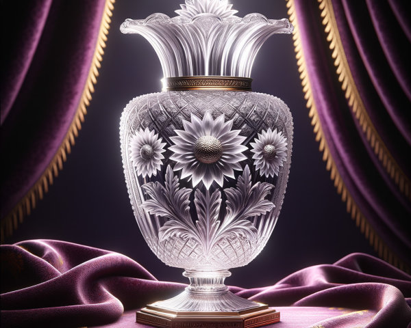Intricately Designed Crystal Vase with Floral Engravings