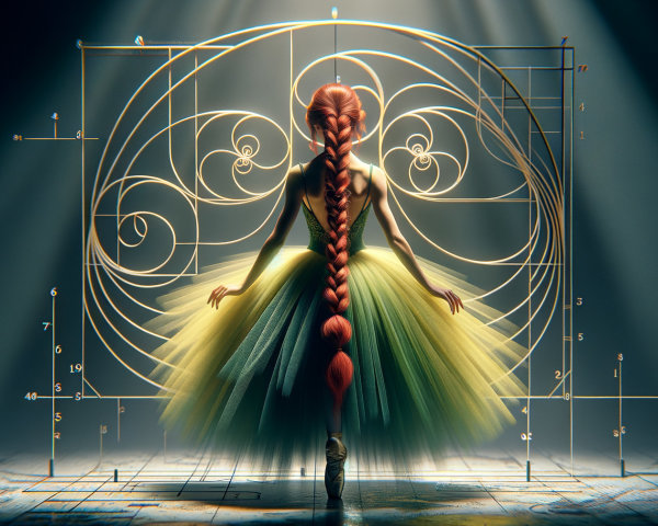 Ballerina Silhouette with Geometric Patterns and Tutu