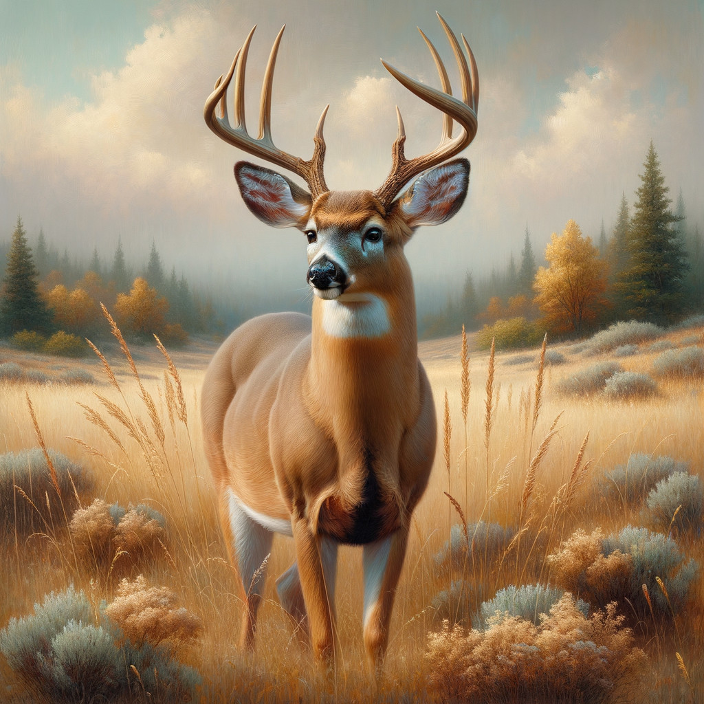 Majestic deer in serene autumn landscape setting