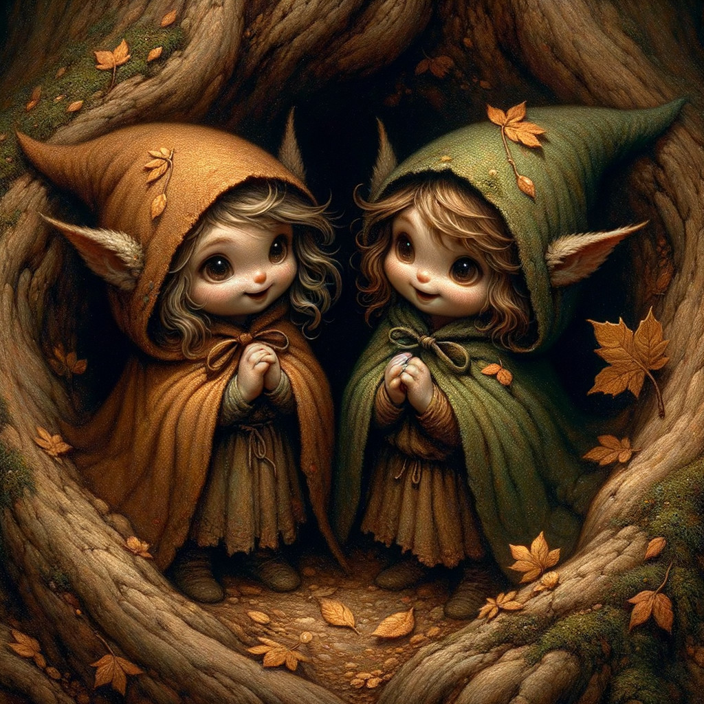 Whimsical Forest Scene with Fairy-Like Children