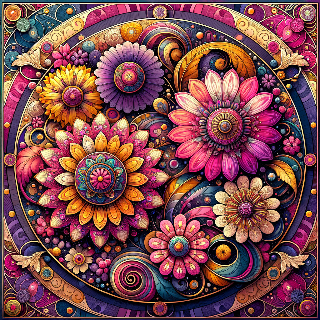 Intricate Mandala Design with Colorful Floral Patterns