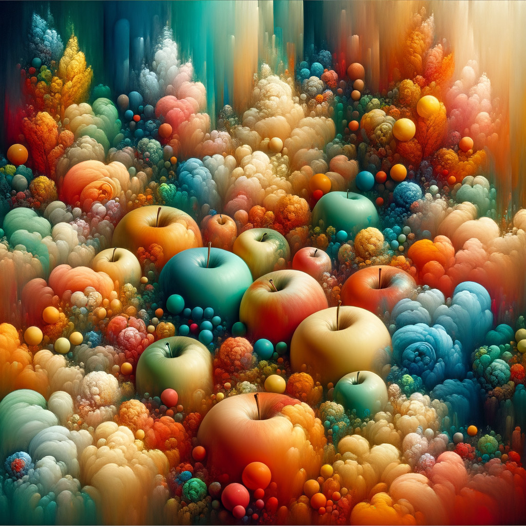 Abstract Colorful Composition with Stylized Apples