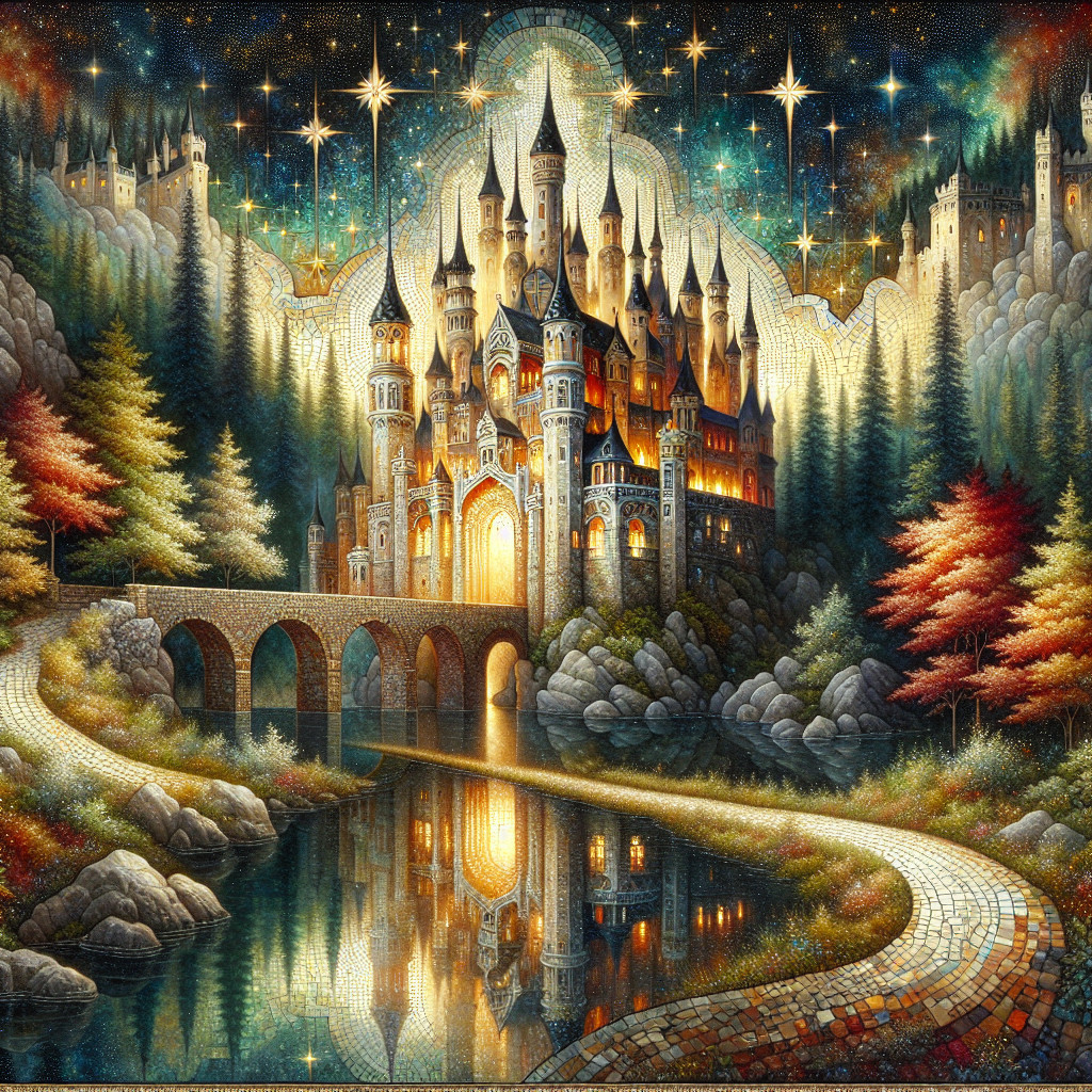 Majestic castle on rocky outcrop in autumn landscape