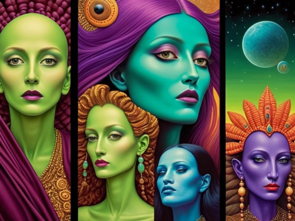Colorful Composition of Six Unique Female Figures