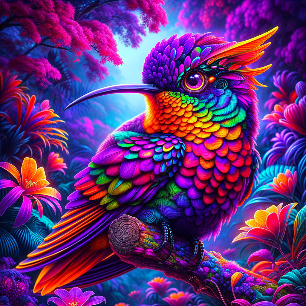 Vibrantly Colored Bird in Tropical Paradise Setting