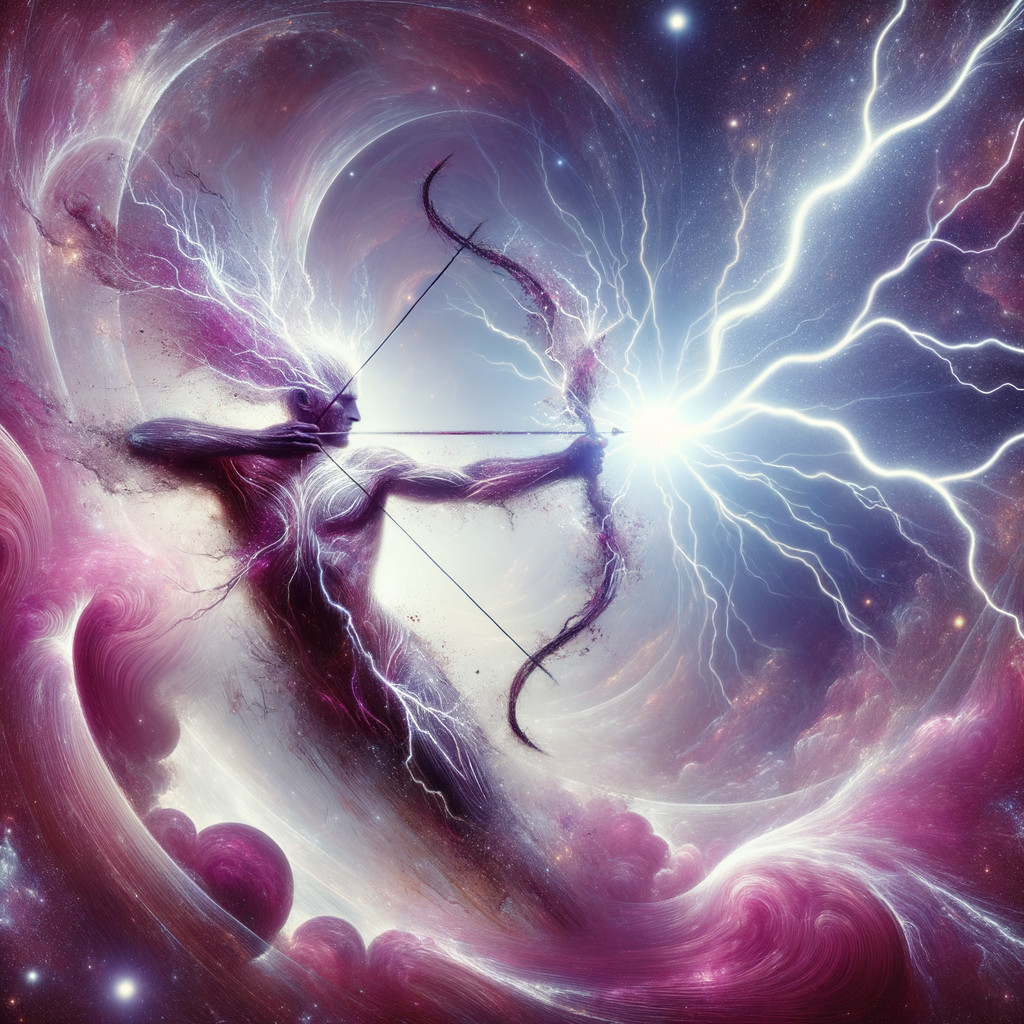 Cosmic Landscape with Ethereal Figure and Energy Beam