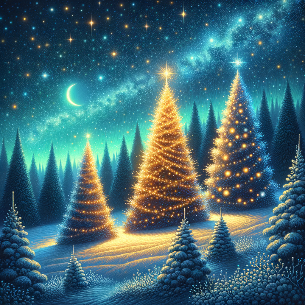 Serene Winter Landscape with Christmas Trees and Snow