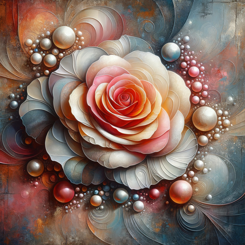 Intricate Design with Multi-Layered Rose and Pearls