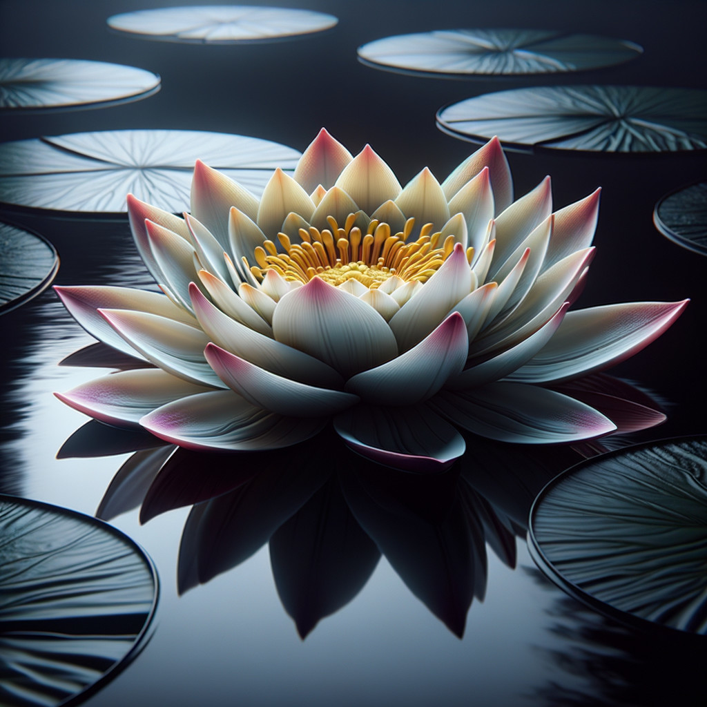 Lotus Flower Blooming Above Tranquil Water Surface