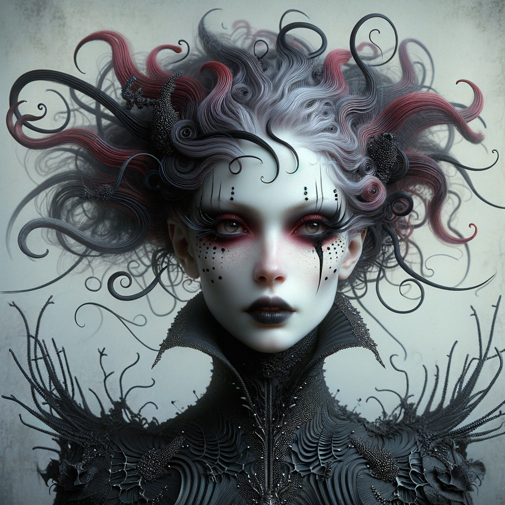 Detailed Portrait of an Ethereal Woman with Dark Makeup