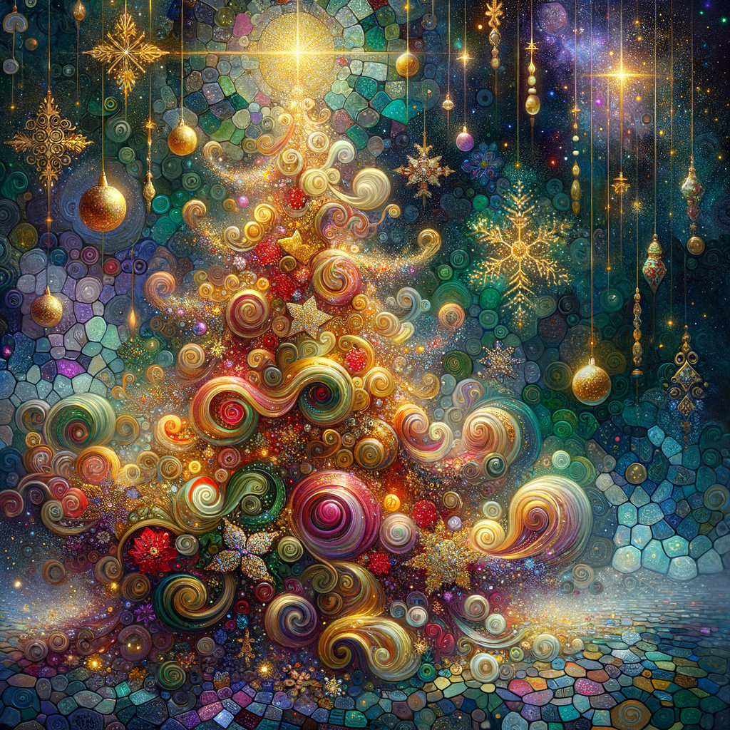 Colorful Christmas Tree with Ornaments and Lights