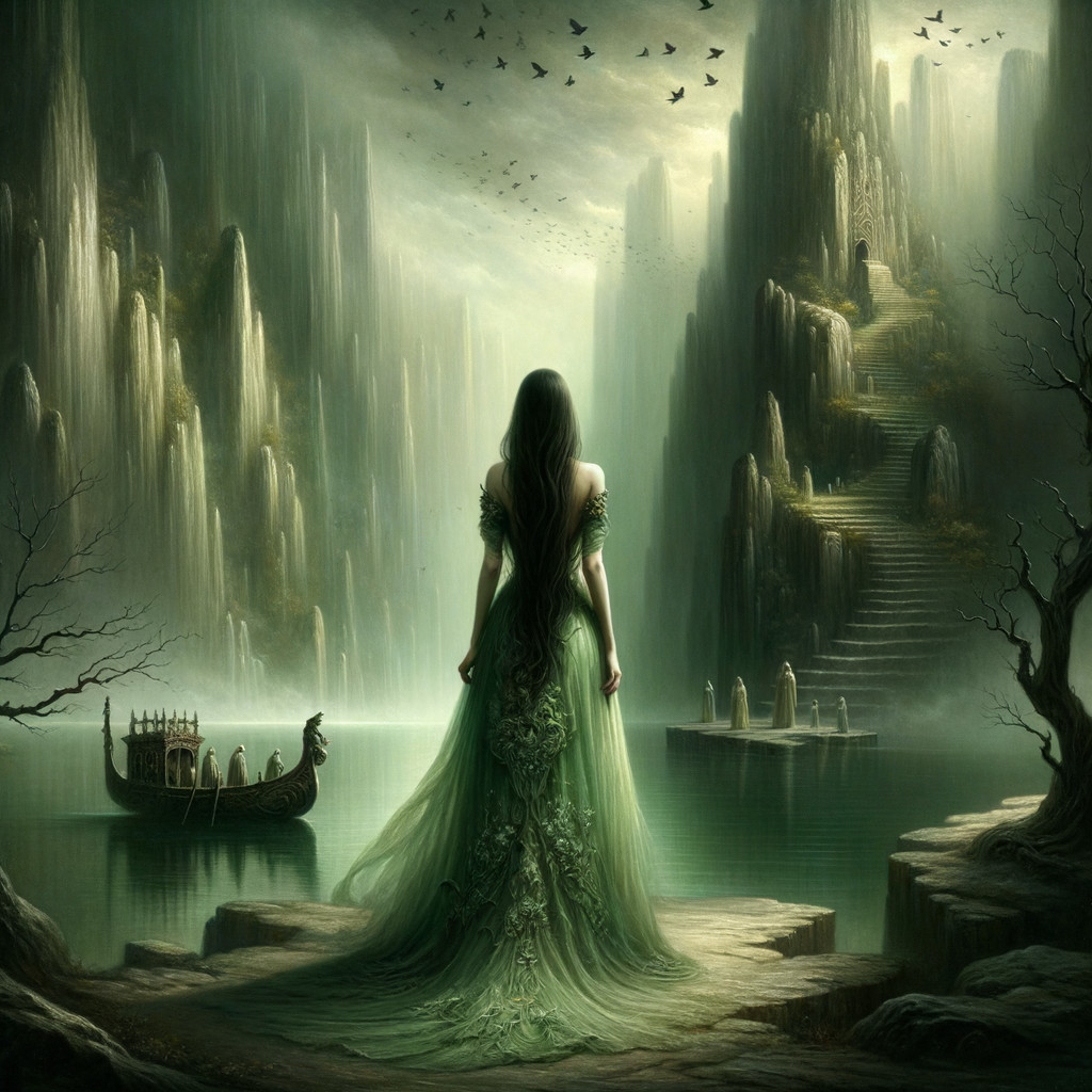 Serene Fantasy Landscape with Mystical Elements