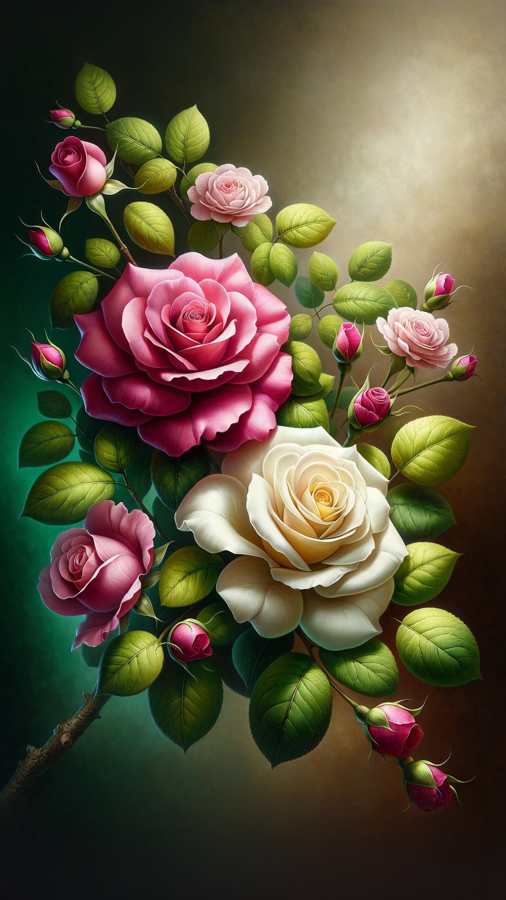 Vibrant Roses in Various Shades with Lush Green Leaves